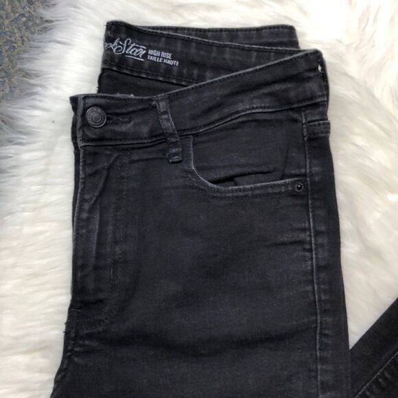 Old Navy Black Rock Star Hi Rise Boot Cut Jeans 8 - Picture 4 of 16